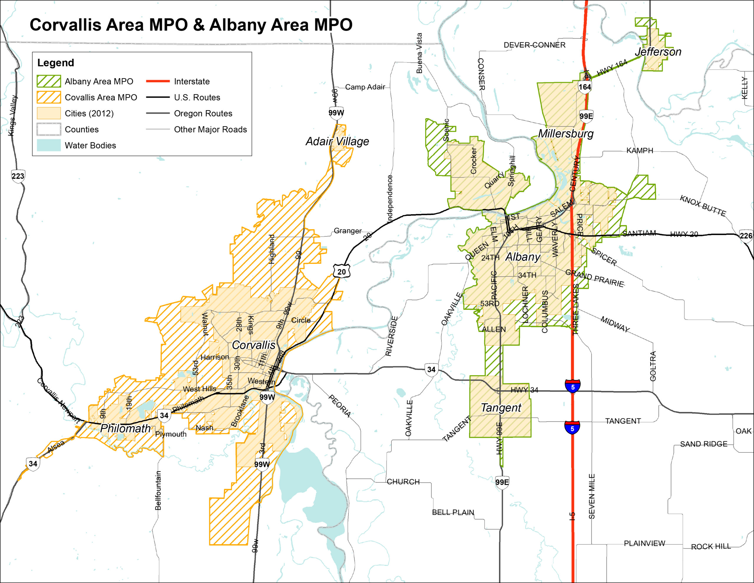 Corvallis And Albany Area MPOs Regional Map